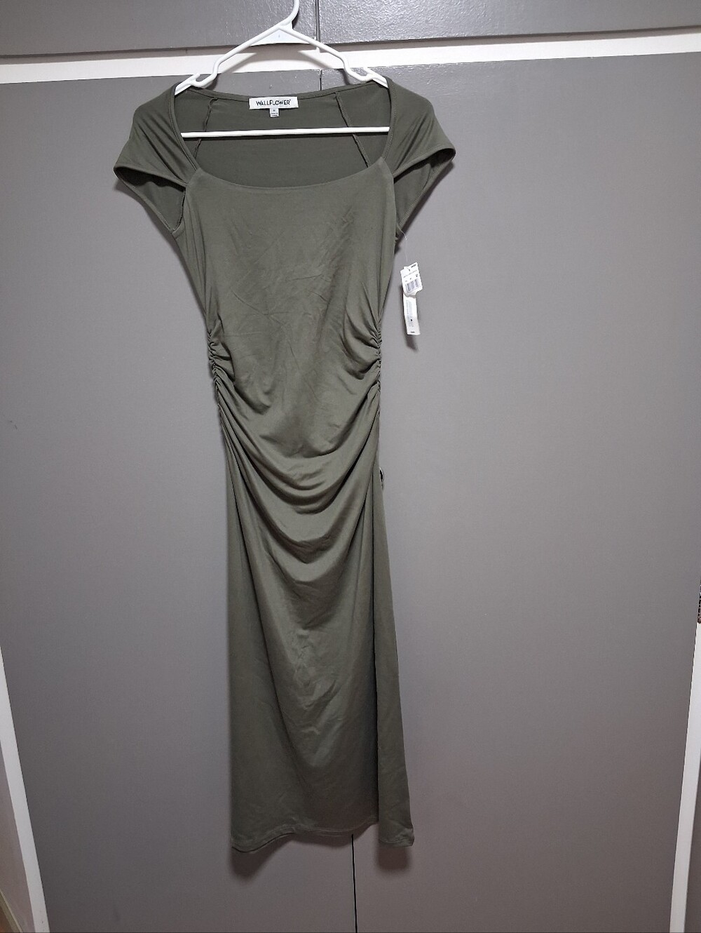 Wallflowers Olive Side-Ruched Midi Dress